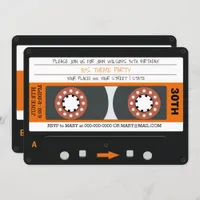 Orange Cassette Tape Retro 80s Birthday Party  Invitation