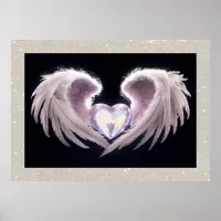 *~*~ Crystal Heart Angel Wings Black AP78 Poster