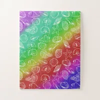 Rainbow Shellfish Pattern 11" x 14" Jigsaw Puzzle