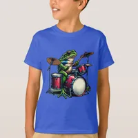 Funny Cartoon Frog Playing the Drums T-Shirt