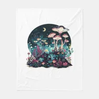 Cottagecore And Aesthetic Goblincore Mushroom Fair Fleece Blanket