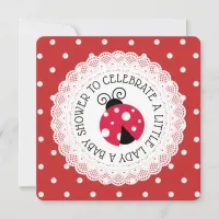 Red Ladybug Girl Baby Shower Invitations