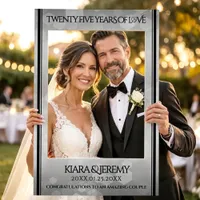 Elegant 25th Silver Wedding Anniversary Selfie Frame