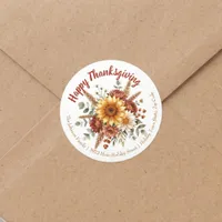 Sunflower Bouquet Thanksgiving Return Address Classic Round Sticker