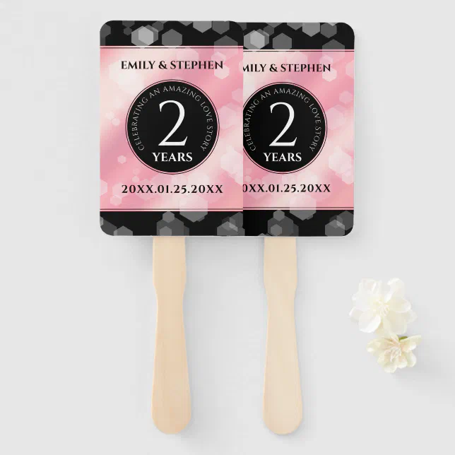 Elegant 2nd Rose Quartz Wedding Anniversary Hand Fan