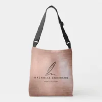 Mobile Notary Quill Rose Gold Brushed Metal  Crossbody Bag