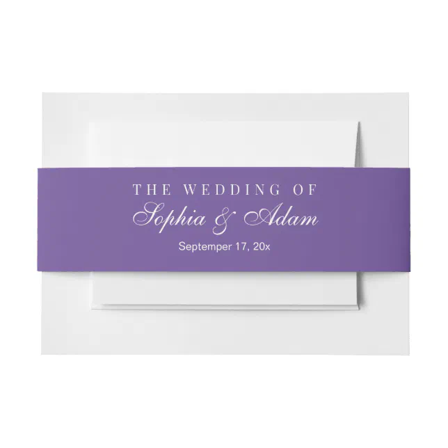 Lavender Golden Watercolor Floral  Invitation Belly Band