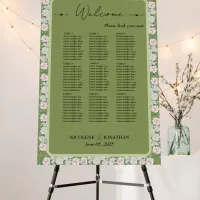 Elegant Floral Embrace 9-Table Seating Chart Foam Board