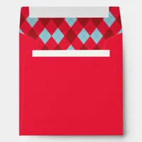 Red Blue & Crimson Christmas Argyle Sqr Envelope