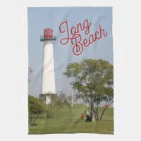 Guiding Lights: Long Beach Lighthouse Serenity Kitchen Towel