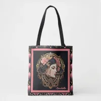 Elegant Deco Lady Black and Gold Tote Bag