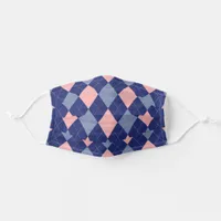 Cute Pink And Blue Argyle Plaid Adult Cloth Face Mask