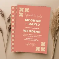 Budget Retro Groovy 70s Pattern Wedding Invitation