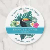 Watercolor Tropical w/Toucan Thank You Teal ID577  Favor Tags