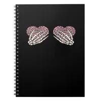Funny Valentines Day Skeleton Hands Hearts Girl Notebook
