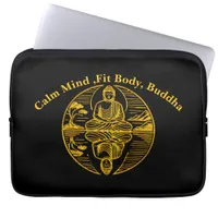 Golden Buddha Reflecting in Serene Waters Laptop Sleeve