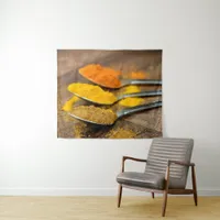 Indian Restaurant Asian Spices on Spoons Kitchen Tapestry