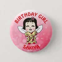 Personalized Pretty Fairy Birthday Girl Button