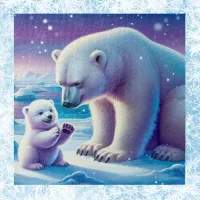 Mommy Polar Bear with Cub | Jigsaw Puzzle