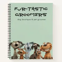 Cute Funny Watercolor Dog Groomers Boutique Blue Notebook