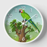 Cute AI Generated Amazon Parrot on Tree Branch Clock