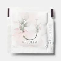 Pink Blush Watercolor Floral Monogram Letter U Hand Sanitizer Packet