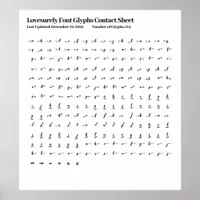 Lovesurely Font Glyphs Contact Sheet Poster