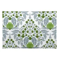 Art Nouveau Slate &Green–Vintage Floral Scallop  Cloth Placemat