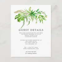 Watercolor Forest Greenery Wedding Guest Details Enclosure Card