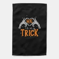 He Is My Trick Heart Skeleton Hand Couple Happy Ha Garden Flag