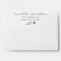 Minimalist Deep Purple Single Tulip Wedding Envelope