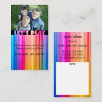 Rainbow colors Let's play Photo Calling Card