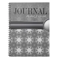 Geometry Silver White Snowflake Pattern Journal