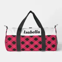 Red Buffalo Check Pattern Personalized Duffle Bag