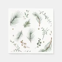 Christmas Evergreen Pine Trees Woods Cabin Napkins