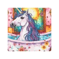 Adorable Unicorn in the Bath Metal Print