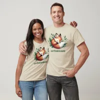 Cute Fox Asleep in Leaves Baby Shower T-Shirt