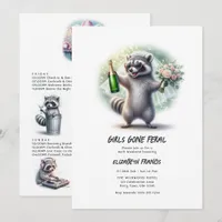 Girls Gone Feral Funny Raccoon Bachelorette Invitation