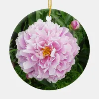 A Peony Makes Everything more Beautiful Christmas  Ceramic Ornament