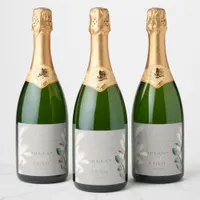 Pampas Grass Teal Anthurium Sparkling Wine Label