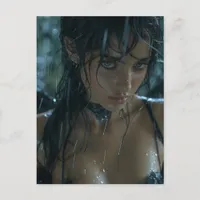 Rainy Sexy Dark Angel Fantasy Postcard