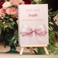 Guest book blush pink bow Quinceanera