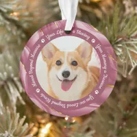 Dog Memorial Rose Gold Personalized 2 Pet Photo Ornament