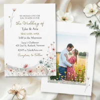 An Elegant Watercolor Wildflowers Photo  Invitation