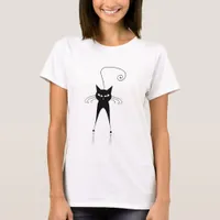 Black Stylized Cat T-Shirt