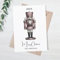 Nutcracker retro white simple Christmas Holiday Card