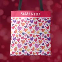 Colorful Hearts Tote Bag