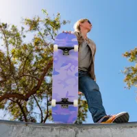 Camouflage Pastel Blue Abstract Pattern Skateboard