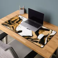 Marbled Brown and Black Leopard Print Desk Mat