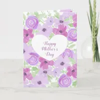 Happy Mother's Day Watercolor Purple Floral  Card